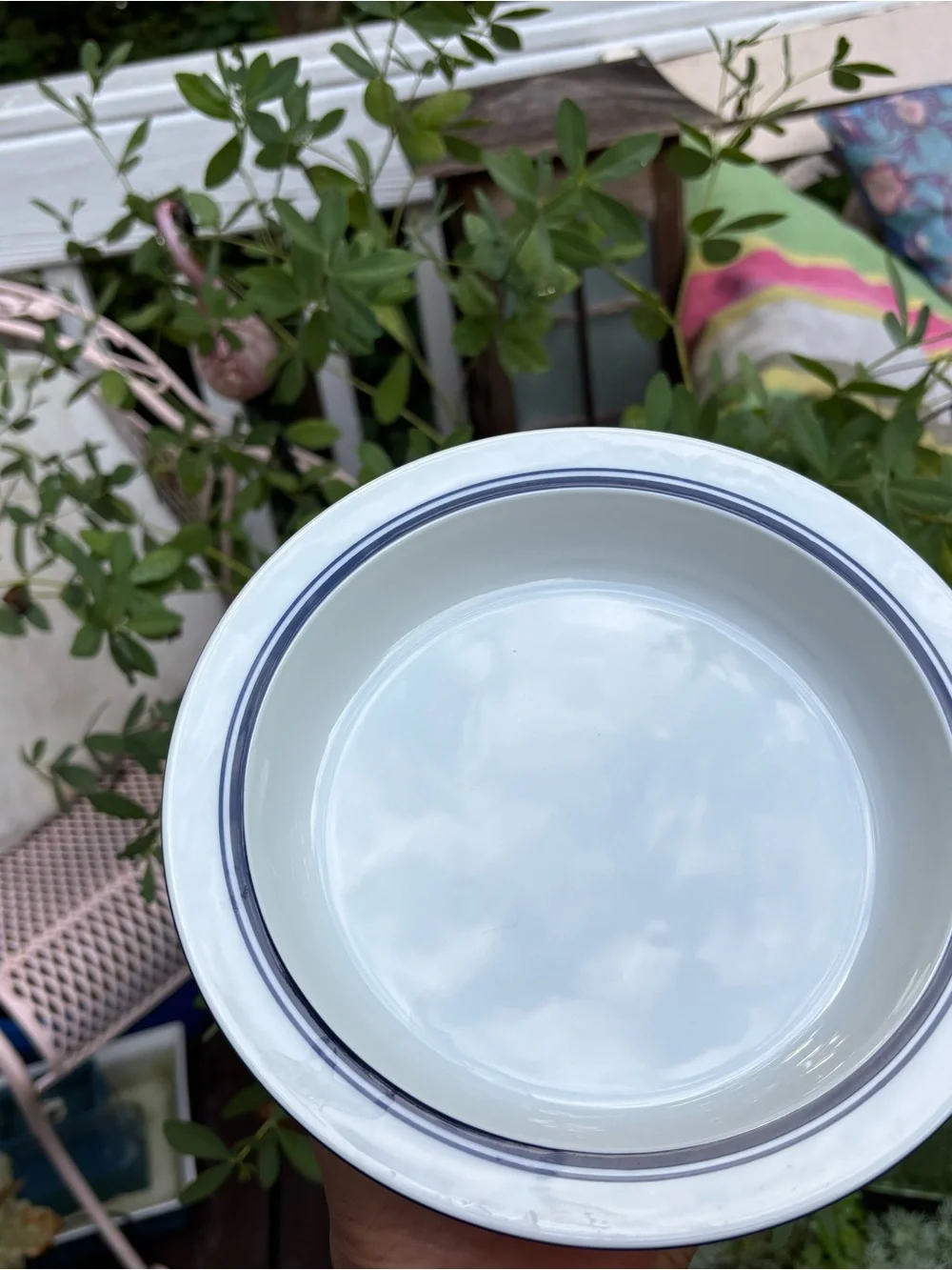 Christianshavn Blue collection by Dansk White Rim Soup Bowl With Navy Trim